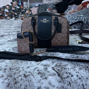 Coach Tan and Black Women's Satchel